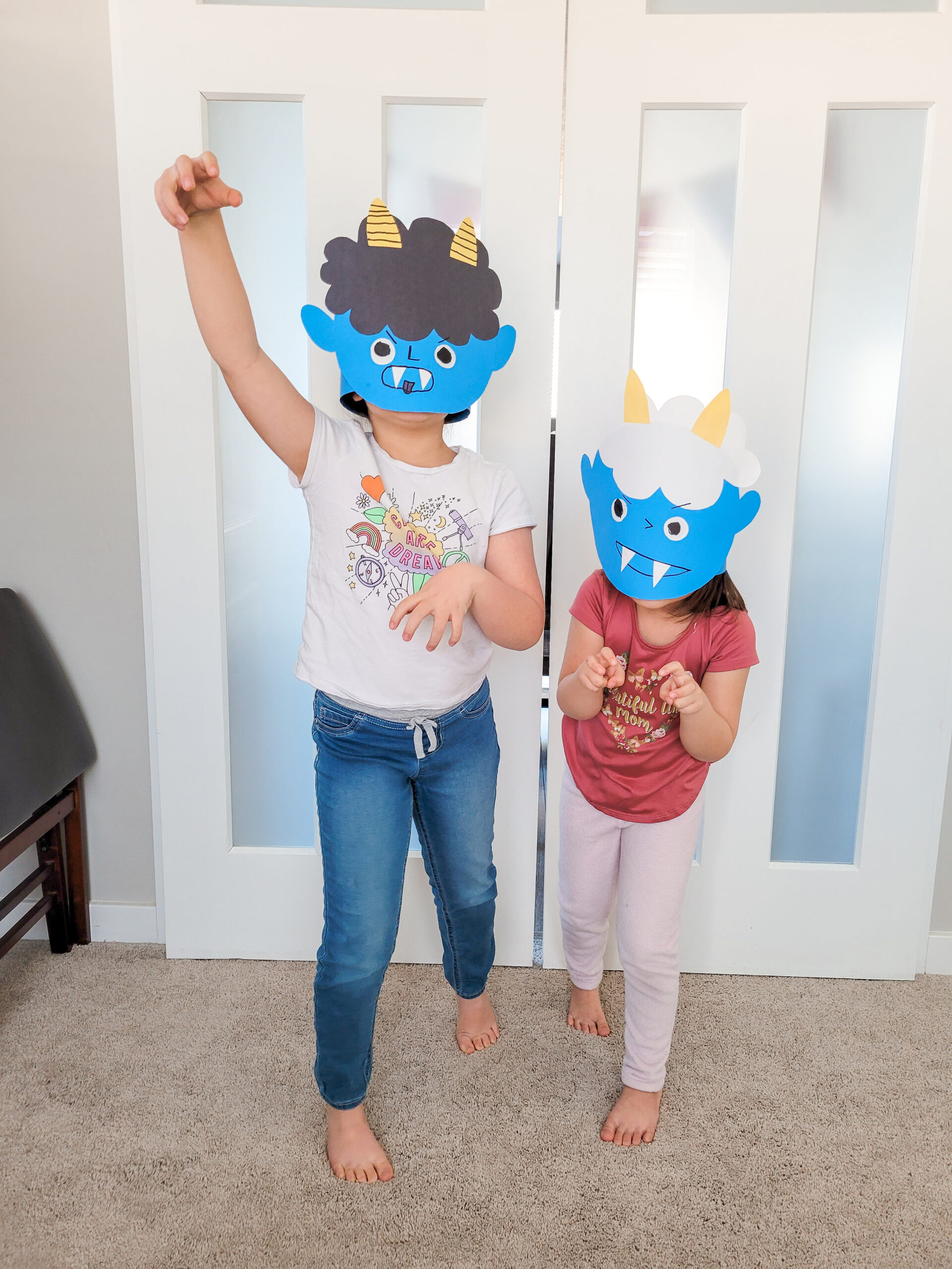 my daughters with their oni mask on